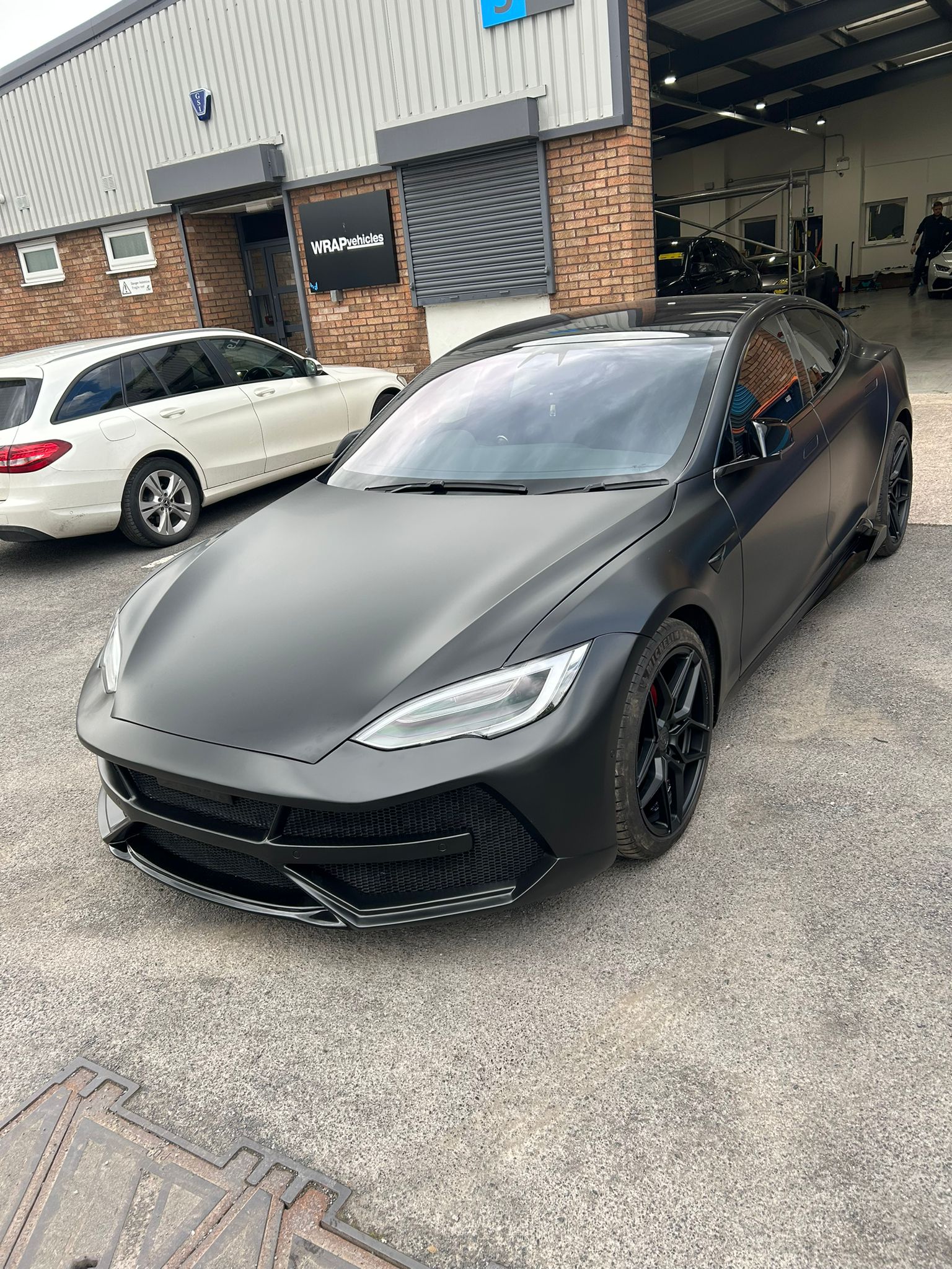 Tesla Model S custom front bumper bodykit UK - aggressive